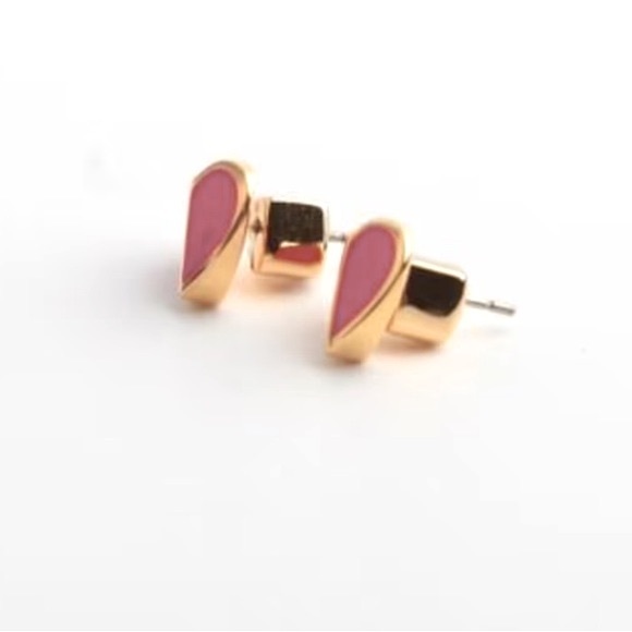 Kate Spade ♠️ Heritage Spade it Heart Studs Earrings in Flamingo Pink - Picture 5 of 9